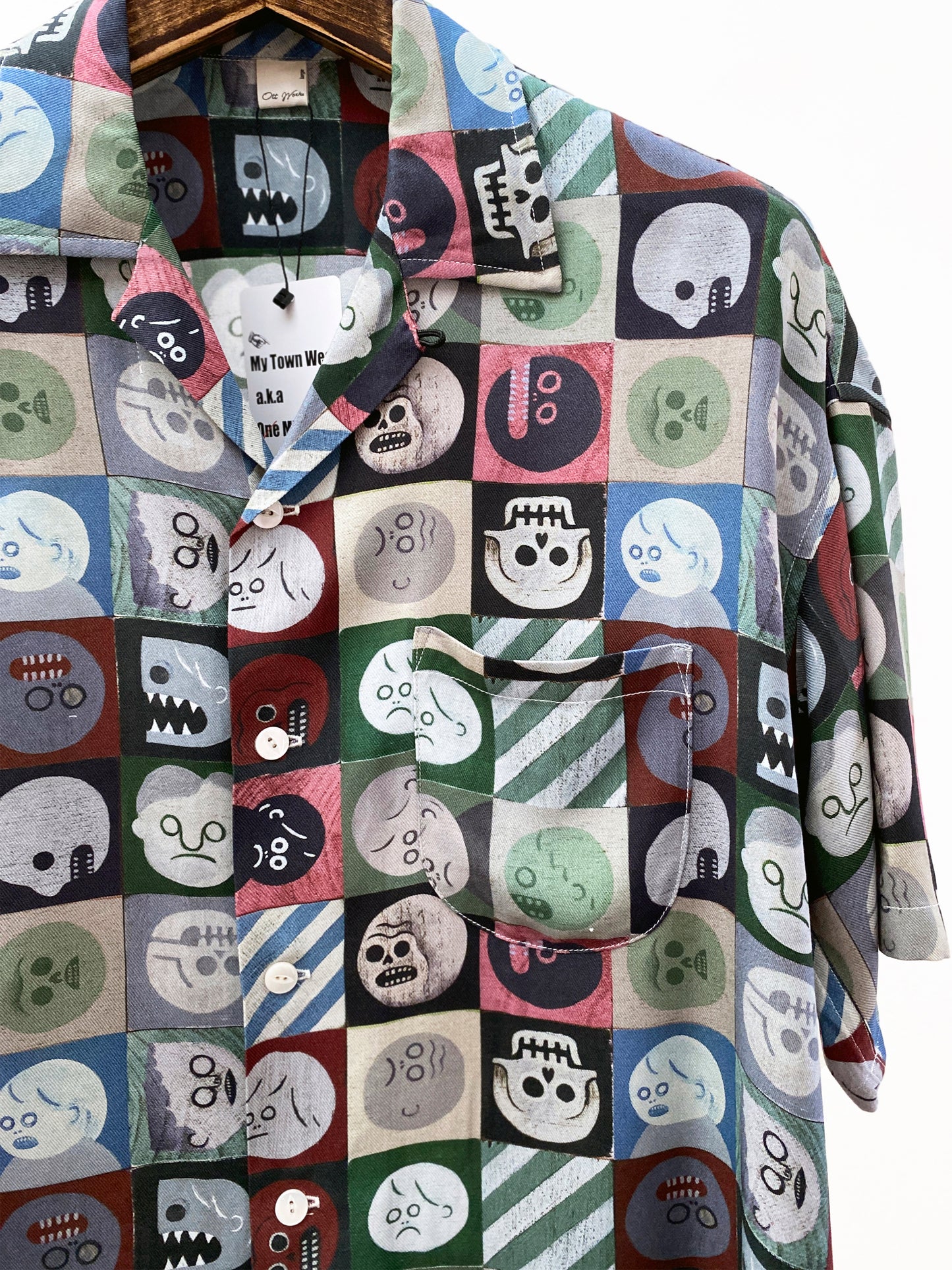 OTT23-01a Kill the kettle COLLABORATION INKJET PRINT RAYON100%FABLIC H/S SHIRTS