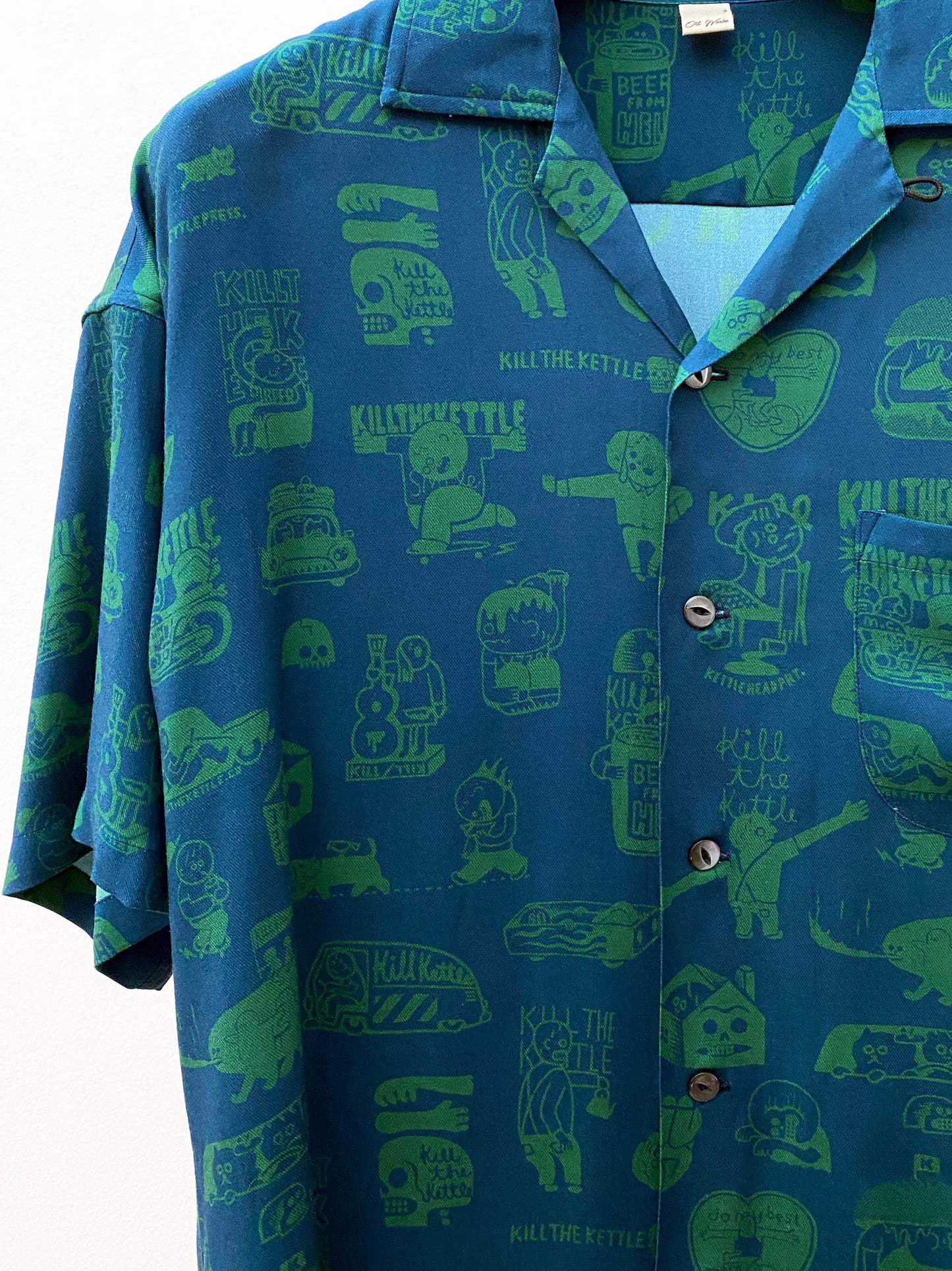 OTT23-01b Kill the kettle COLLABORATION INKJET PRINT RAYON100%FABLIC H/S SHIRTS