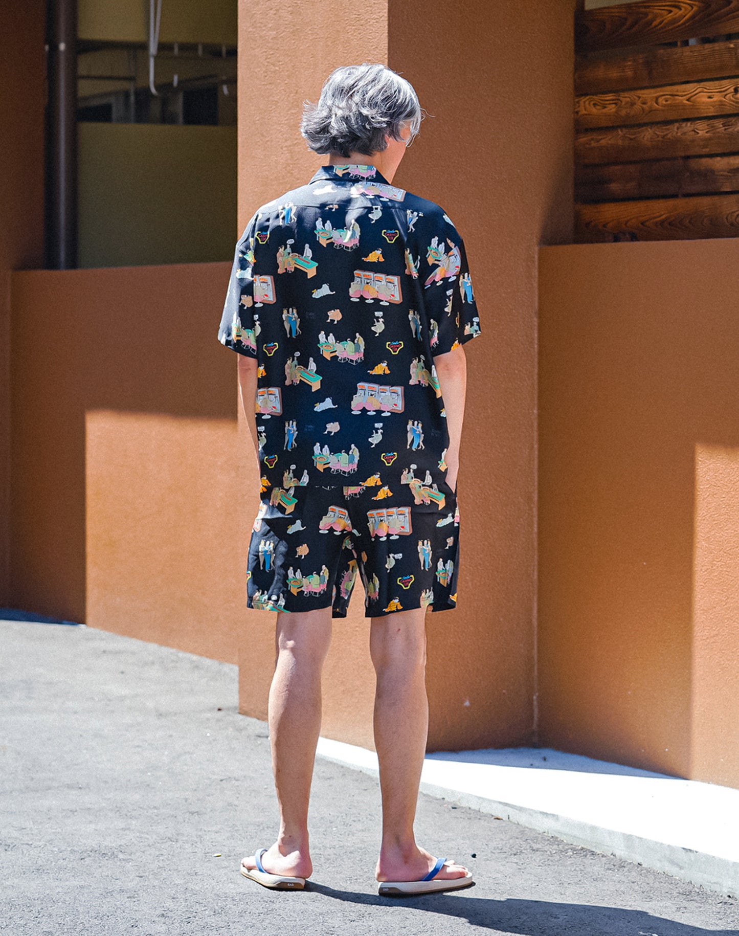 OTT19-12 SILK100%INKJET CASINO in EDO PRINT SHORTS