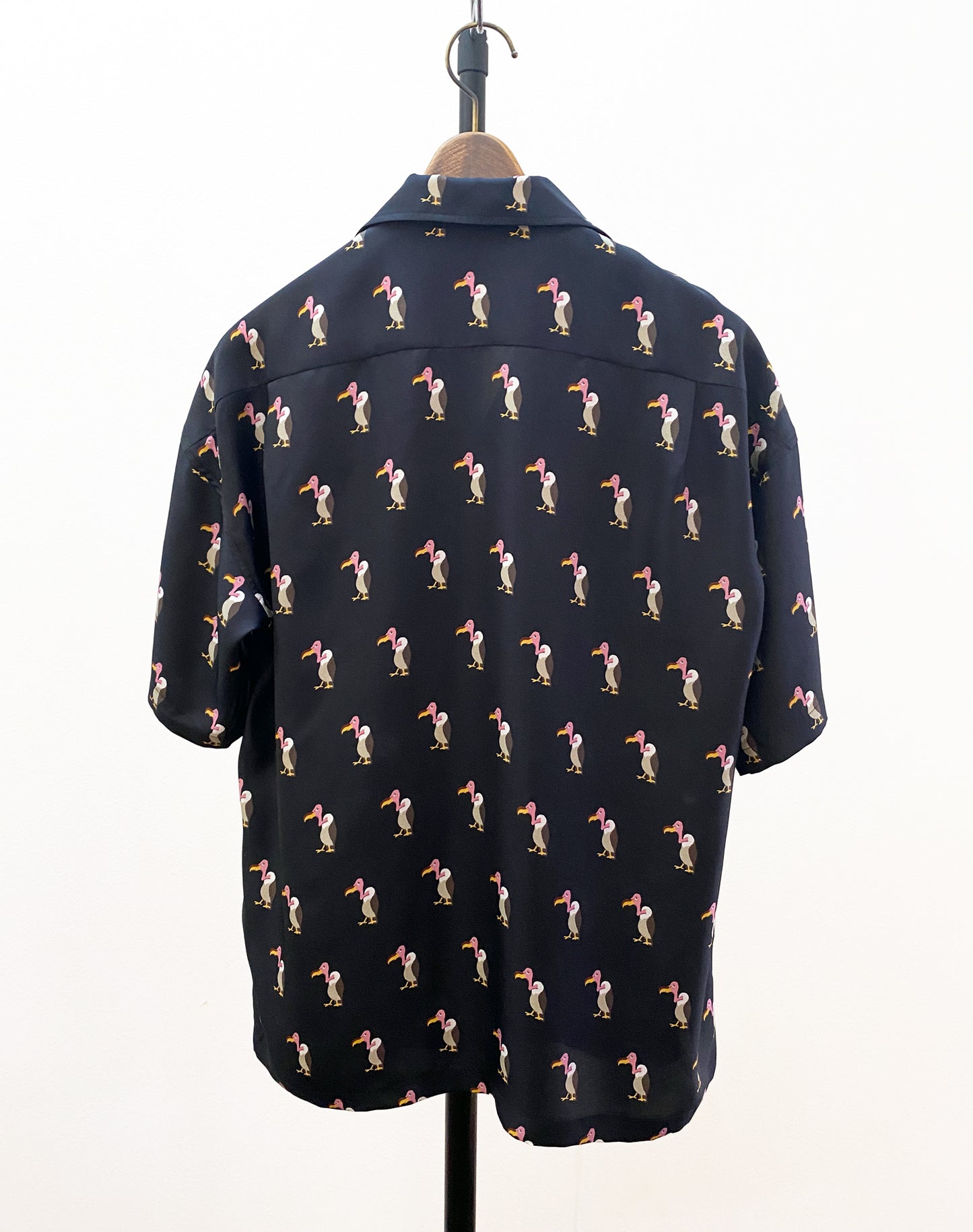 OTT21-03a HAGETAKA INKJET PRINT SILK100% H/S SHIRTS (BLK)