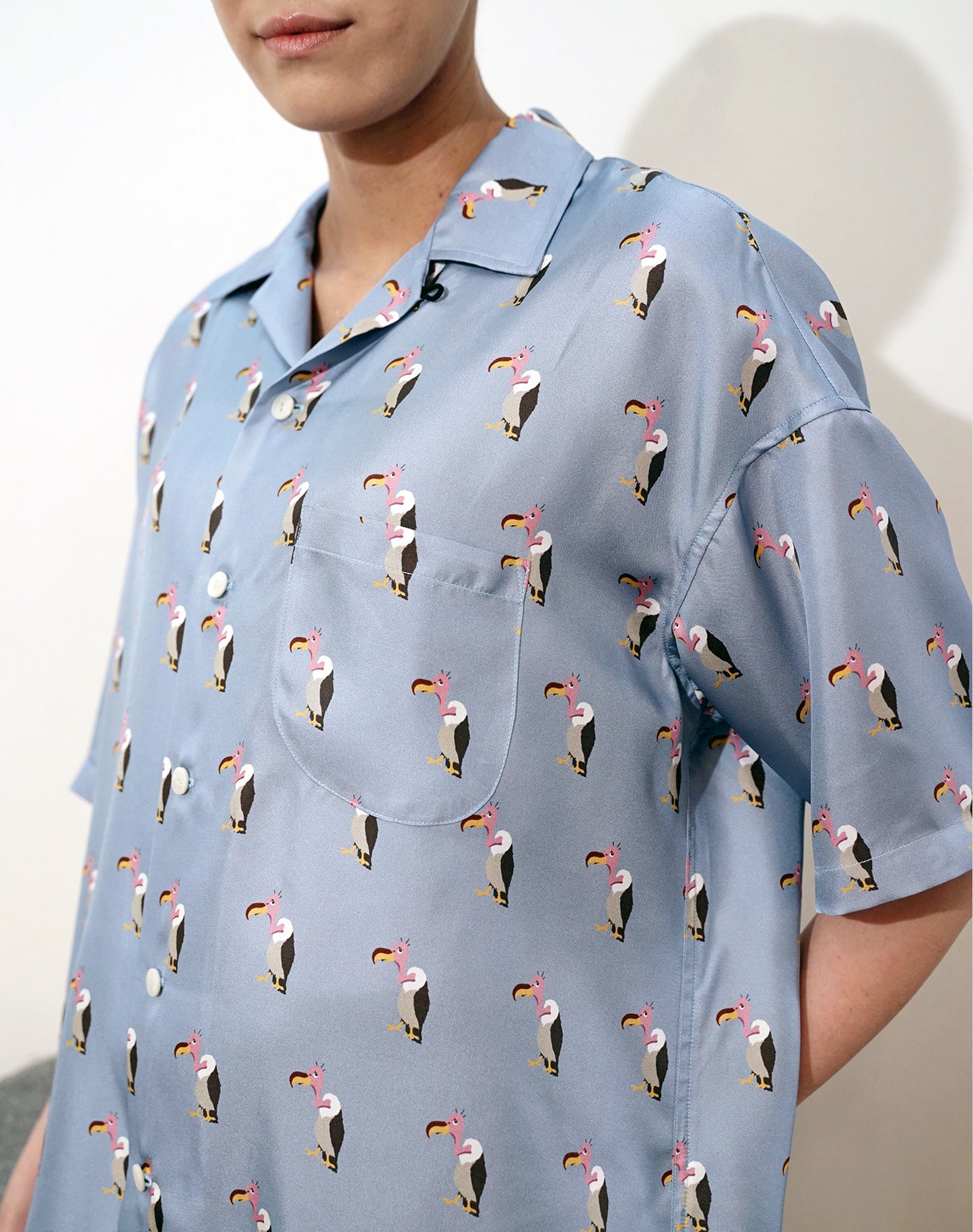 OTT21-03b HAGETAKA INKJET PRINT SILK100% H/S SHIRTS (LBLUE)