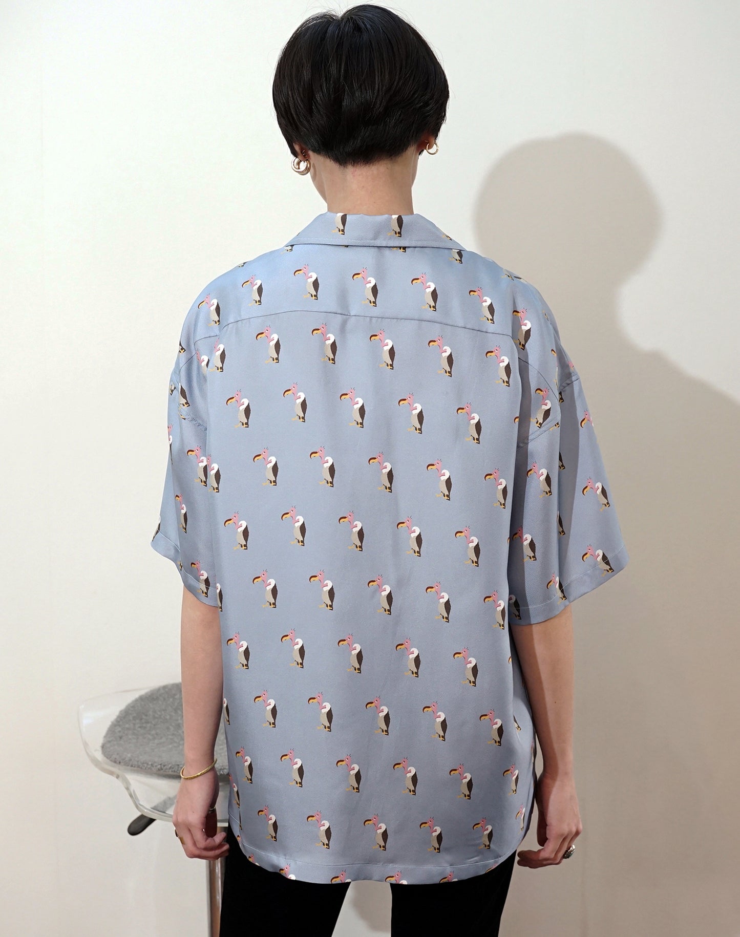 OTT21-03b HAGETAKA INKJET PRINT SILK100% H/S SHIRTS (LBLUE)
