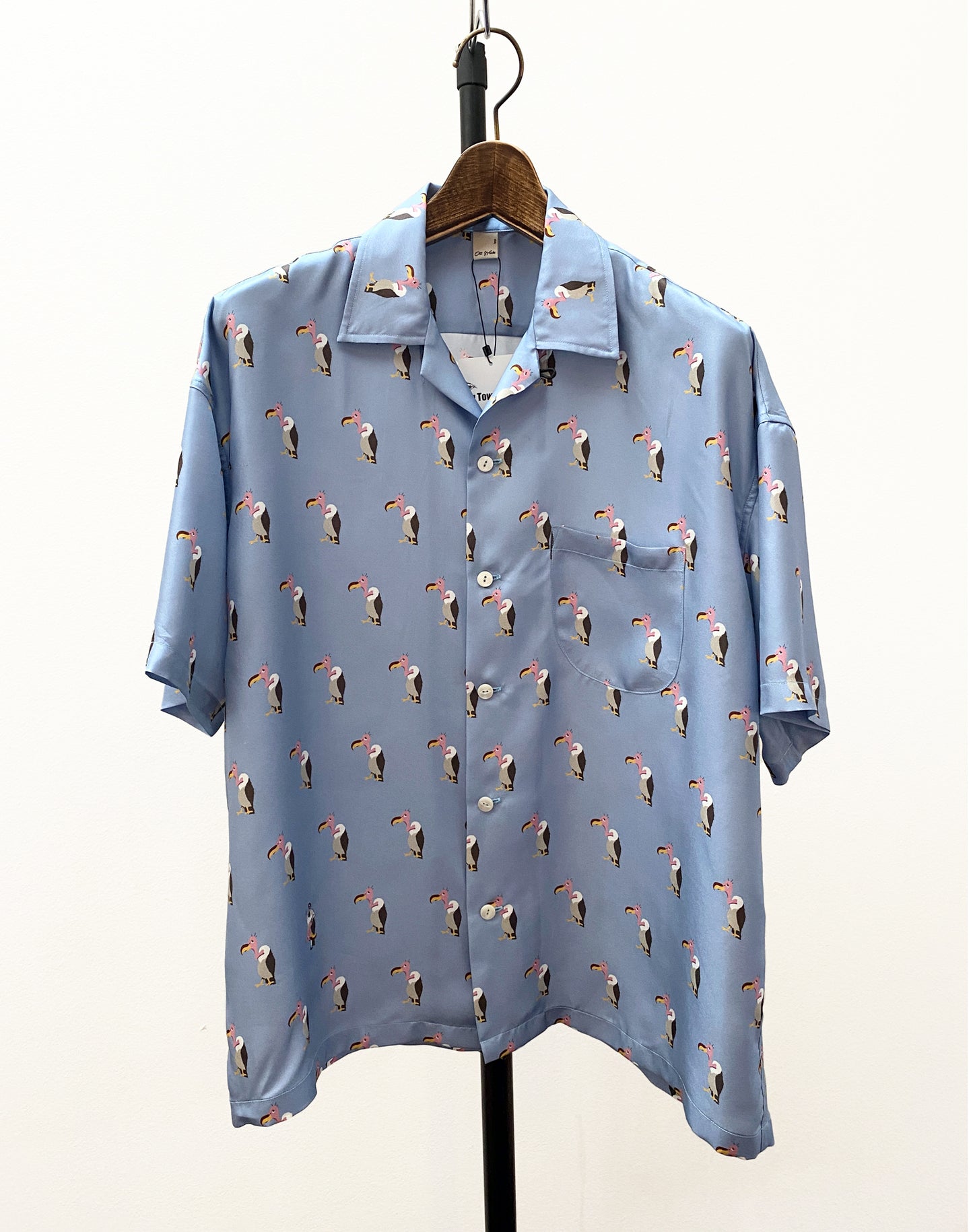 OTT21-03b HAGETAKA INKJET PRINT SILK100% H/S SHIRTS (LBLUE)