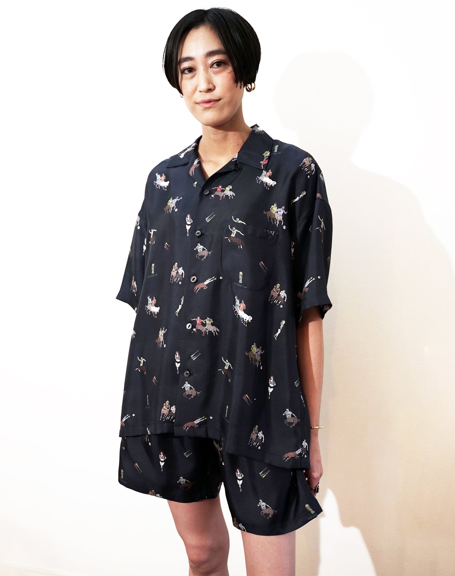 OTT21-04b CENTAUR CUP INKJET PRINT SILK100% H/S SHIRTS (NAVY)