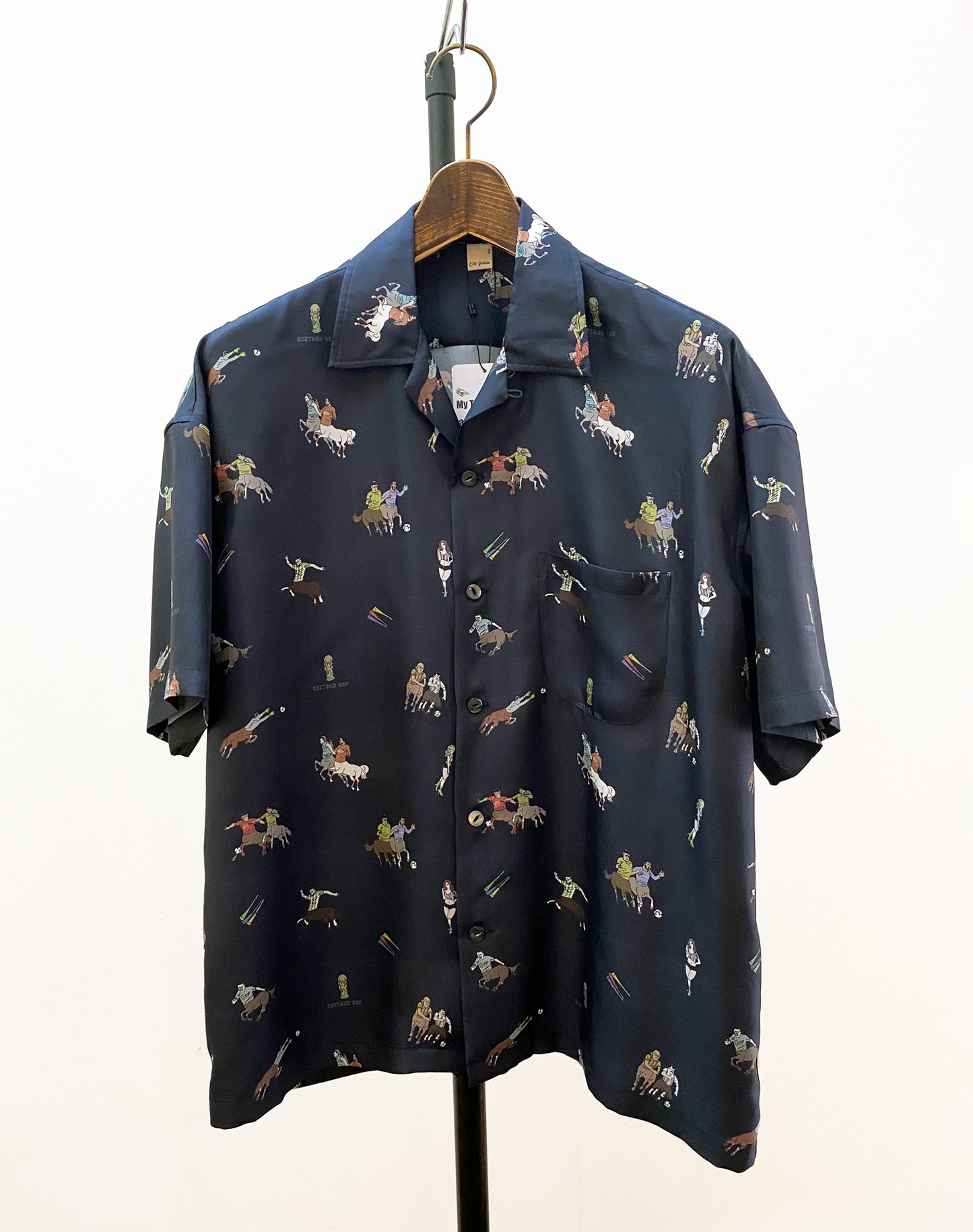 OTT21-04b CENTAUR CUP INKJET PRINT SILK100% H/S SHIRTS (NAVY)