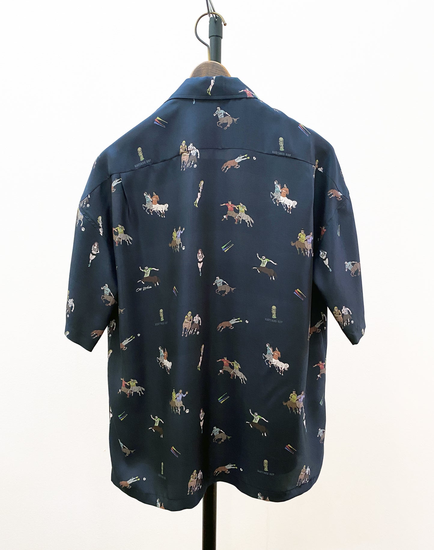 OTT21-04b CENTAUR CUP INKJET PRINT SILK100% H/S SHIRTS (NAVY)