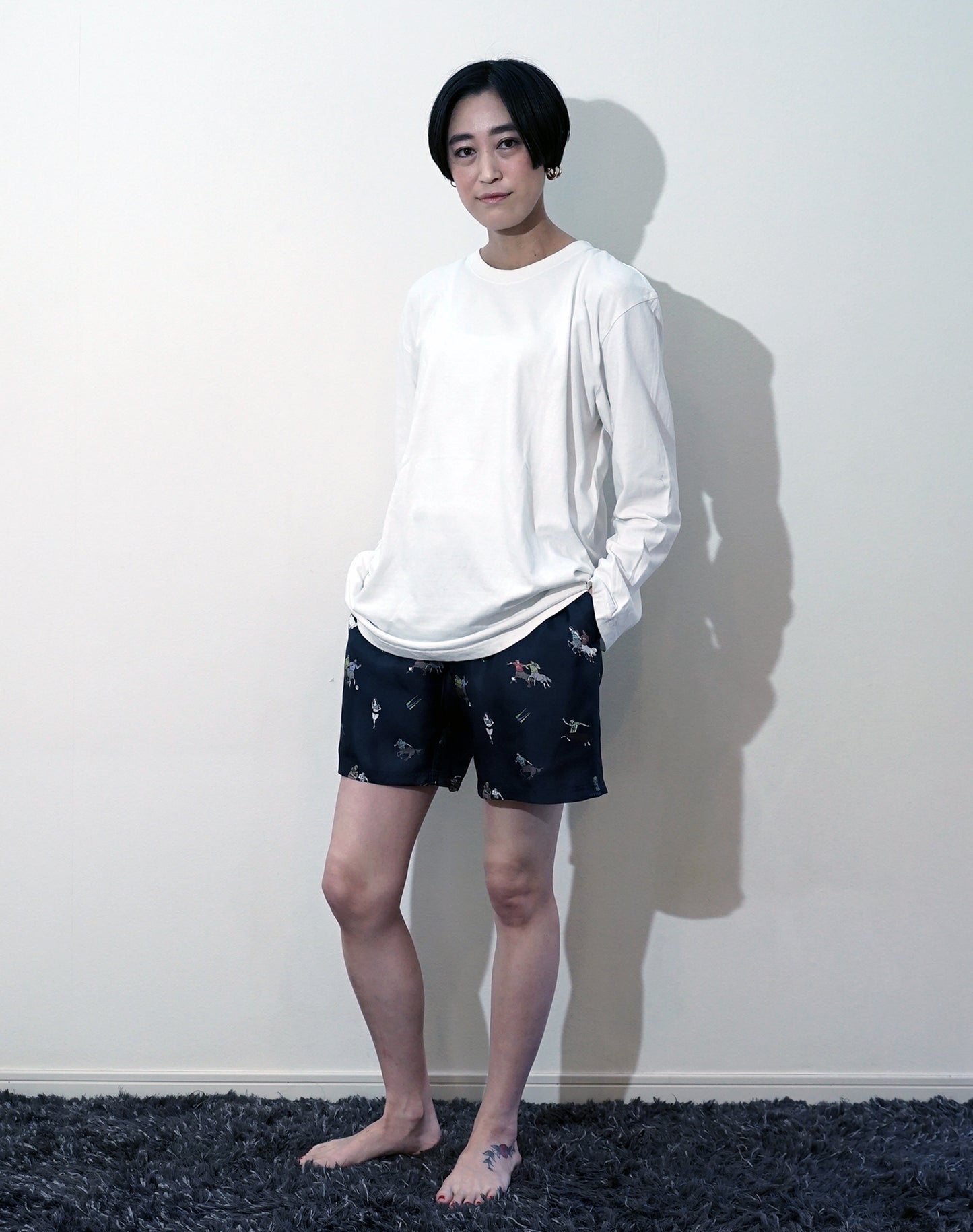 OTT21-14 CENTAUR CUP INKJET PRINT SILK100% SHORTS (SILVERGREY)