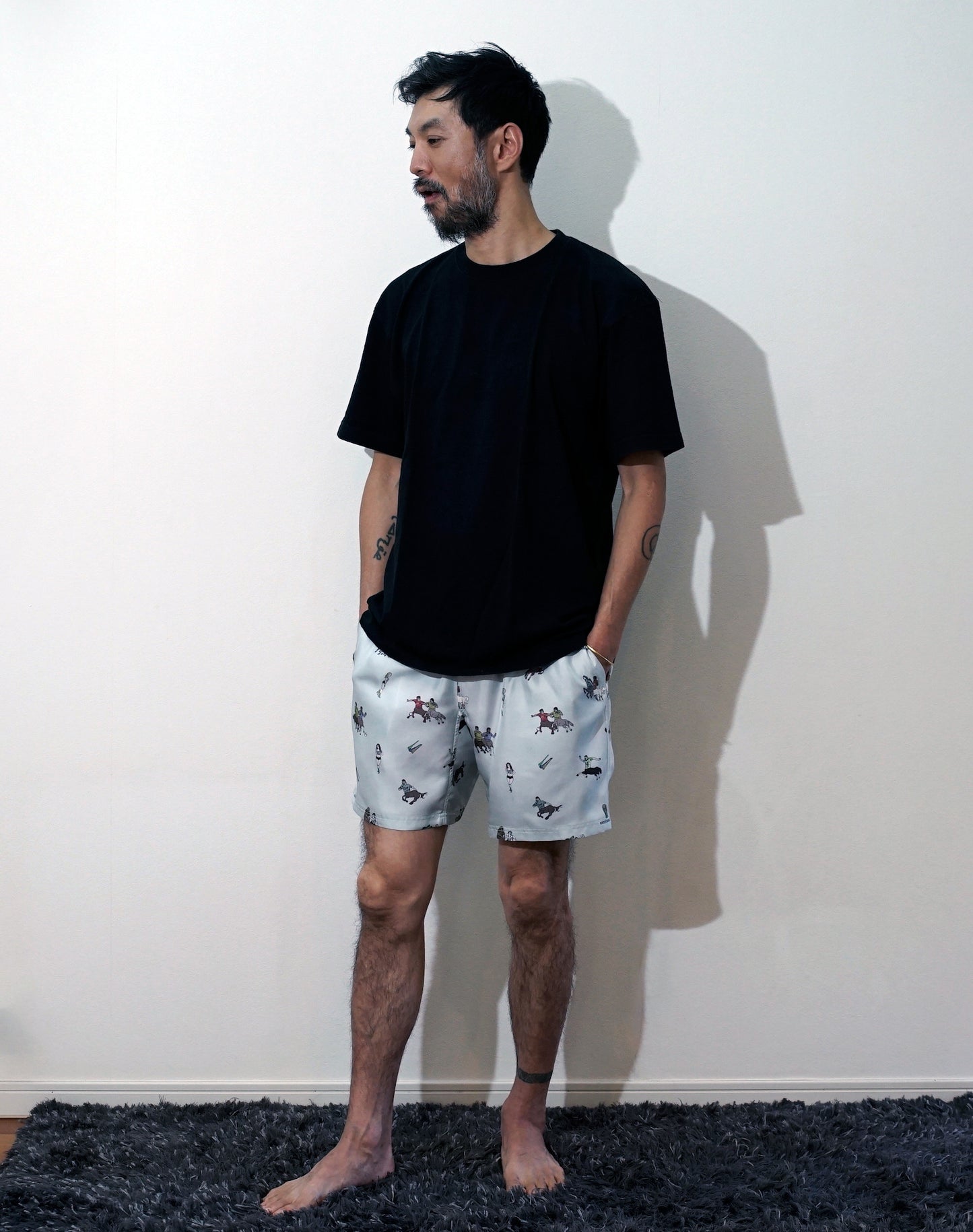 OTT21-14 CENTAUR CUP INKJET PRINT SILK100% SHORTS (SILVERGREY)