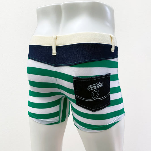 17-11 Wide Border Cotton Spandex BOXER with pocket　