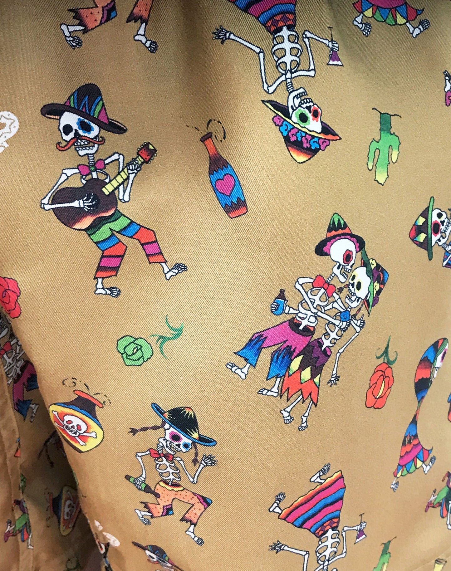 OTT17-10 SILK INKJET MEXICAN SKULL SHORTS