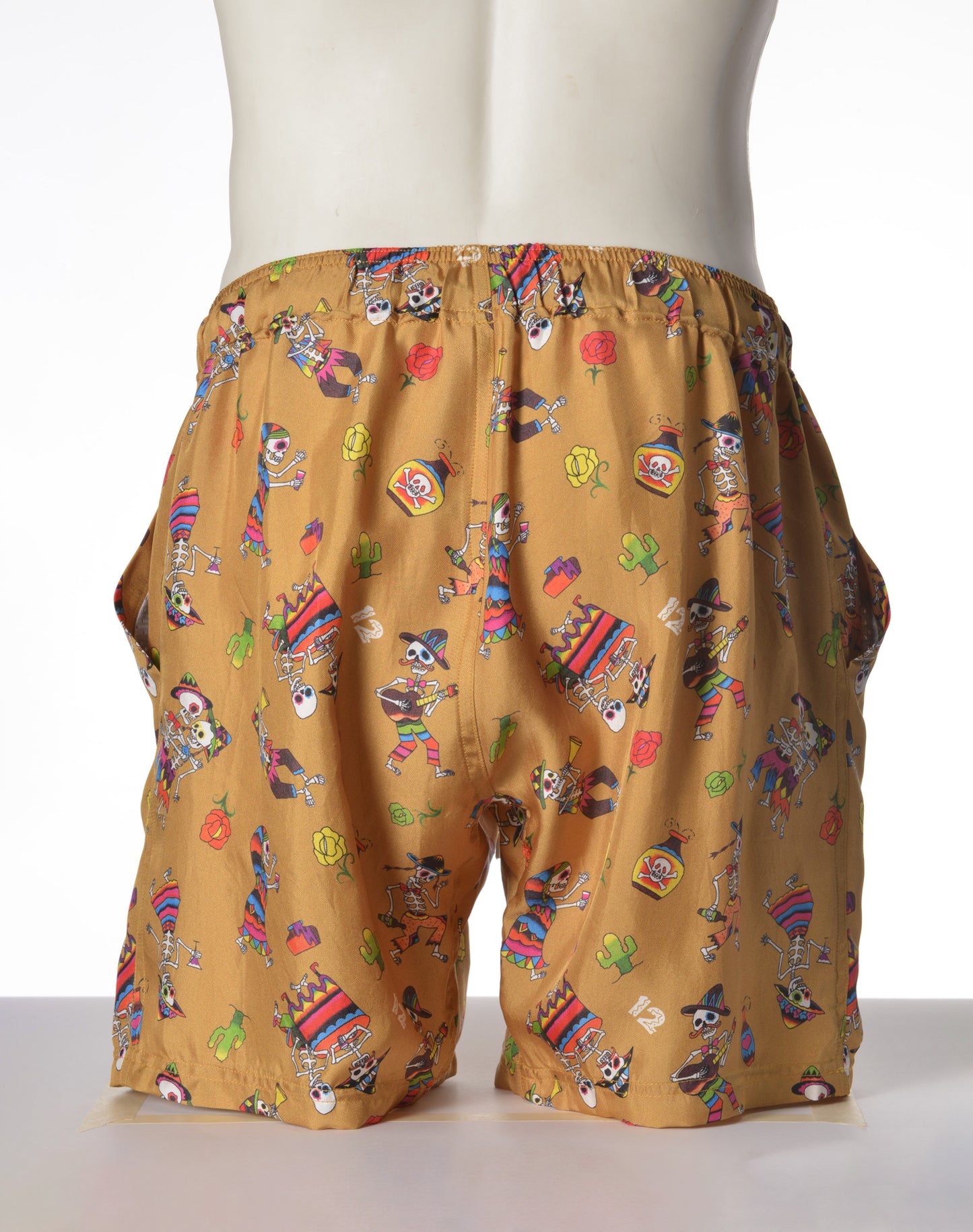 OTT17-10 SILK INKJET MEXICAN SKULL SHORTS