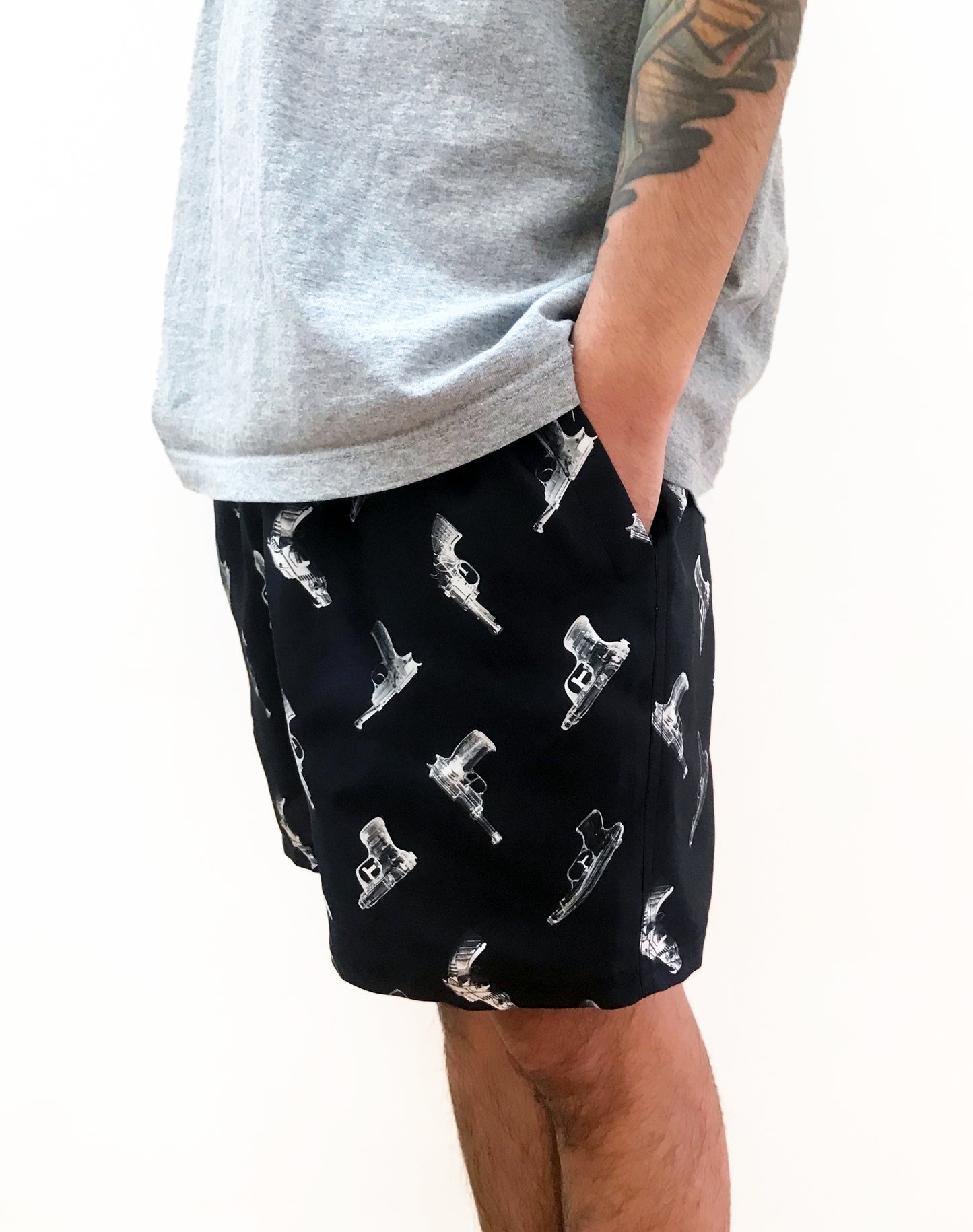 OTT18-13 SILK100%INKJET WATERGUN PRINT SHORTS