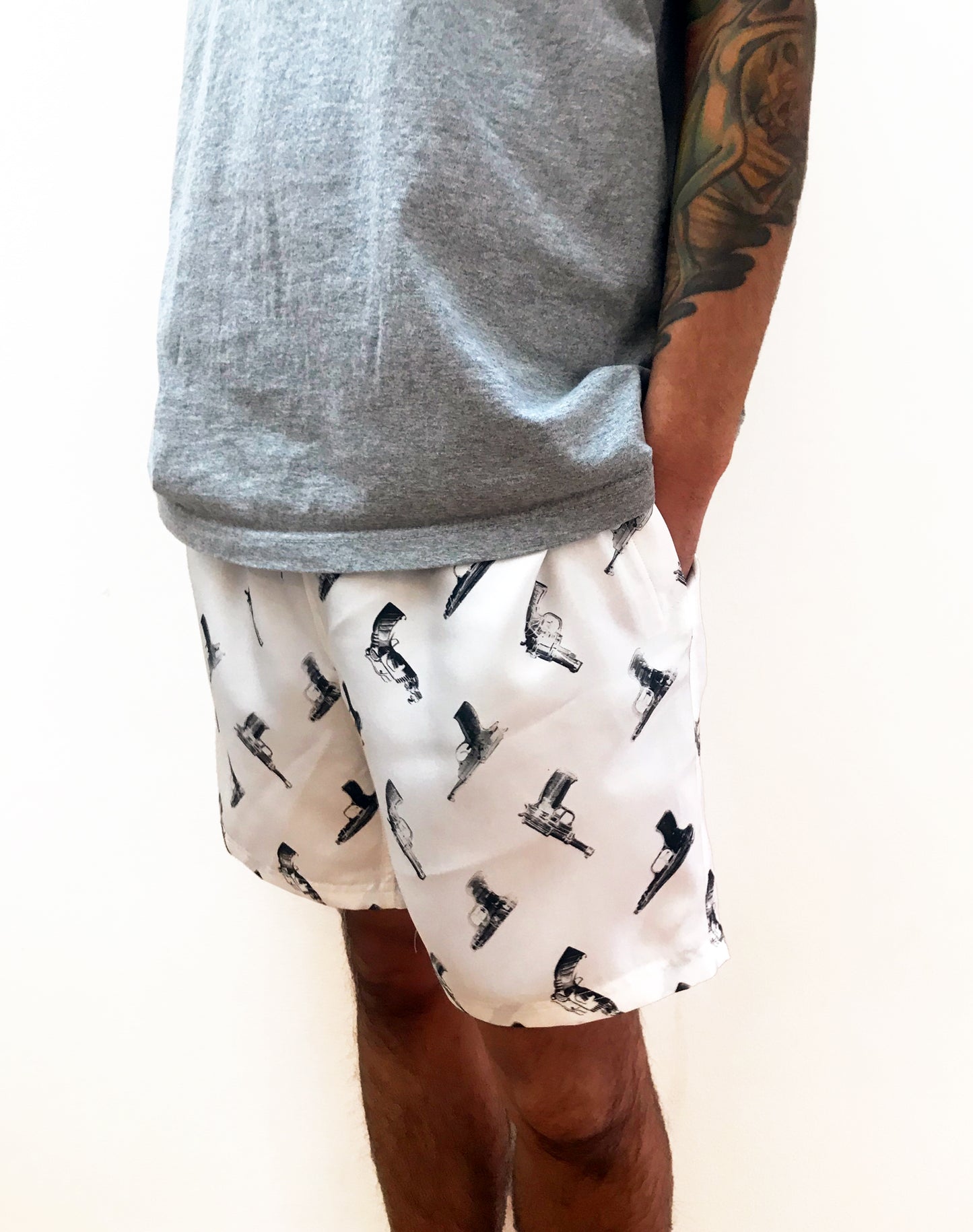 OTT18-13 SILK100%INKJET WATERGUN PRINT SHORTS