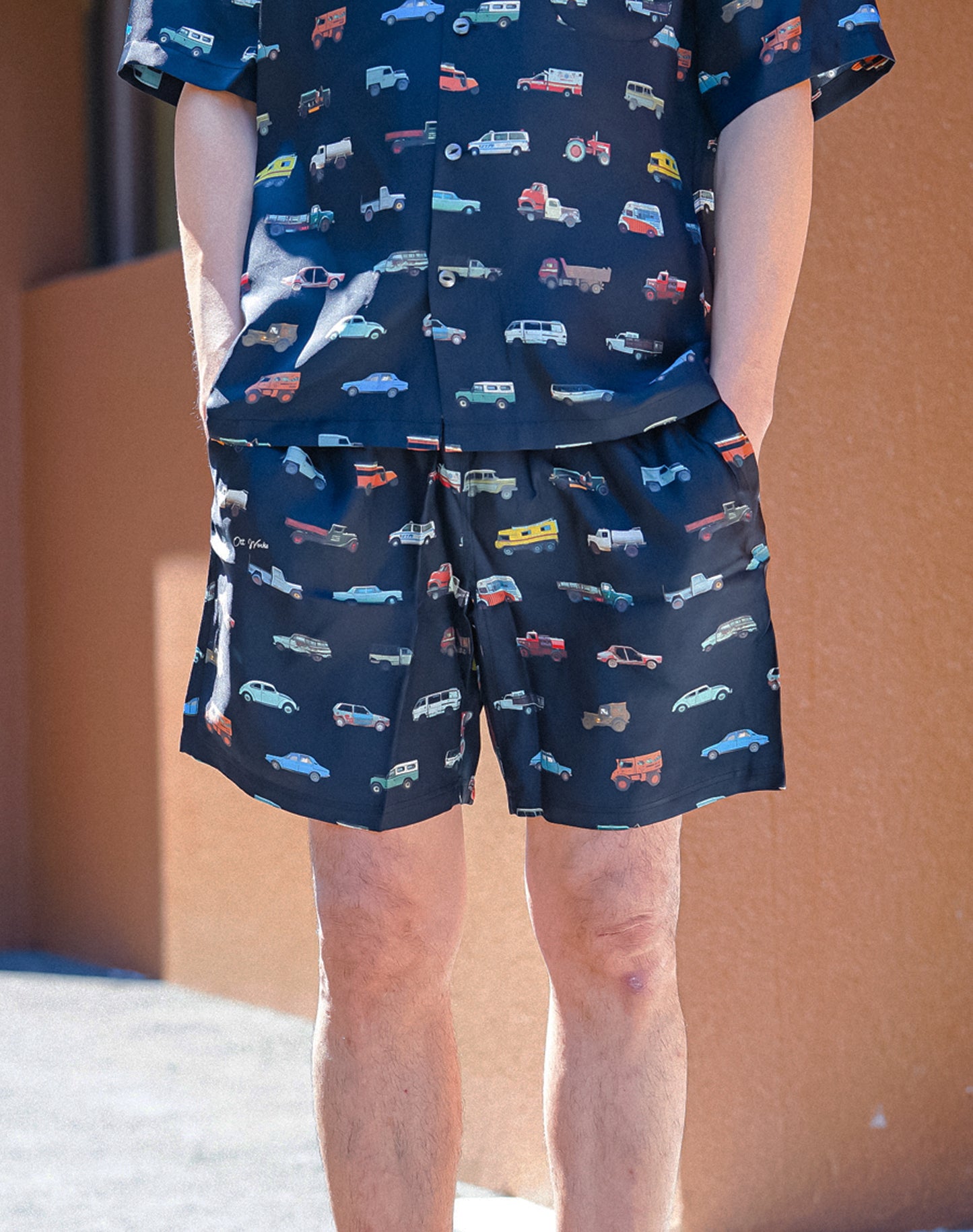 OTT19-11 SILK100%INKJET JUNKCAR PRINT SHORTS