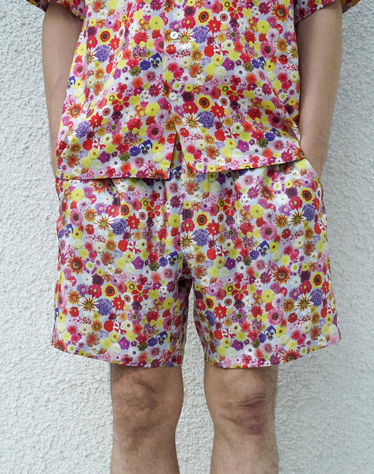 OTT20-11a SILK INKJET PSYFLOWER PRINT SHORTS