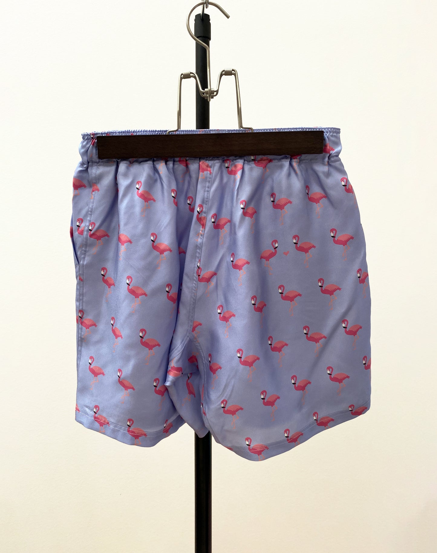 OTT20-17c SILK INKJET PINK FLAMINGO PRINT SHORTS LAV