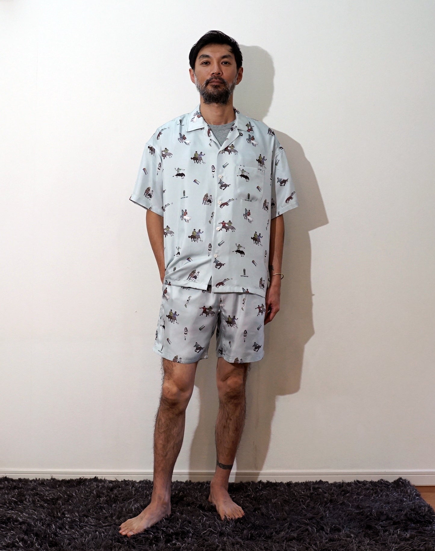 OTT21-04a CENTAUR CUP  INKJET PRINT SILK100% H/S SHIRTS (SILVERGREY)