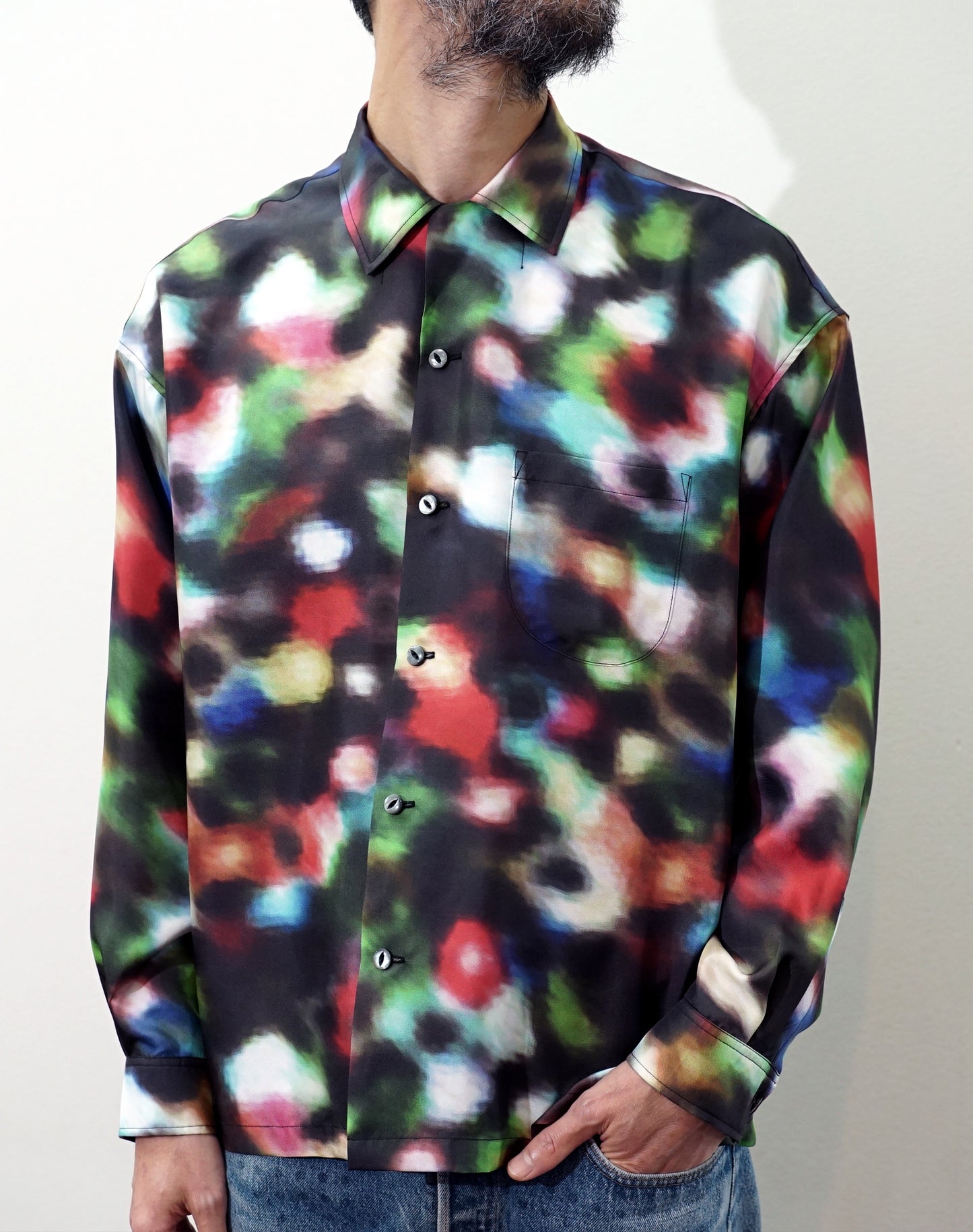 OTT21-05 Night&Day INKJET PRINT SILK100% L/S SHIRTS