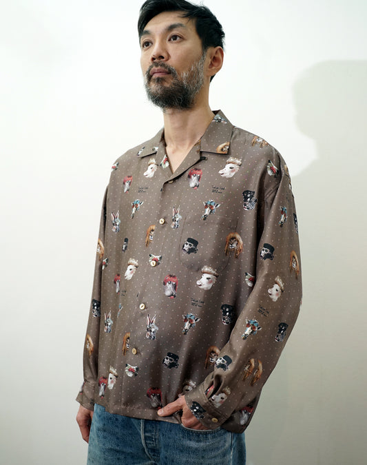 OTT21-07 TOKYO ZOO INKJET PRINT SILK100% L/S SHIRTS