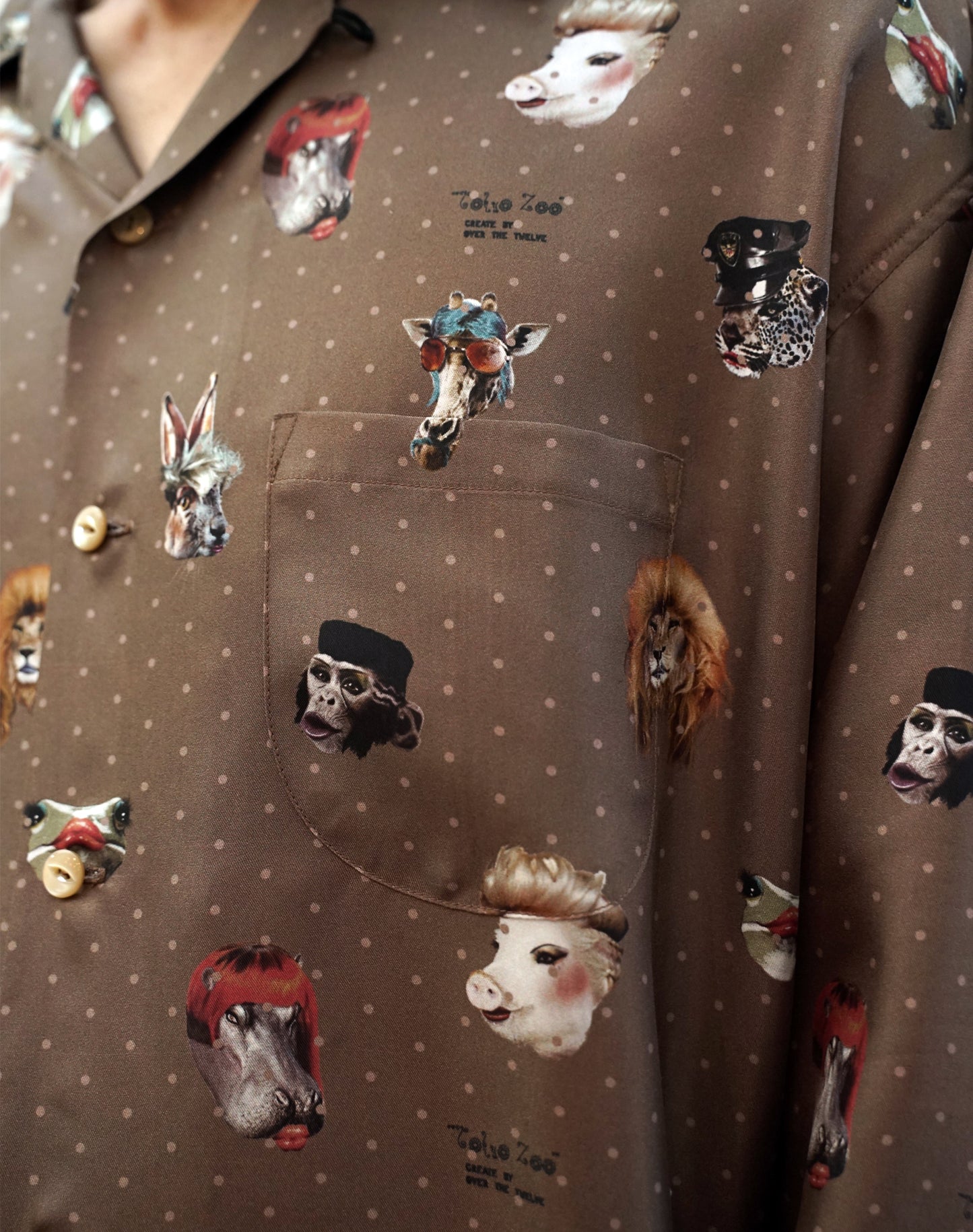 OTT21-07 TOKYO ZOO INKJET PRINT SILK100% L/S SHIRTS