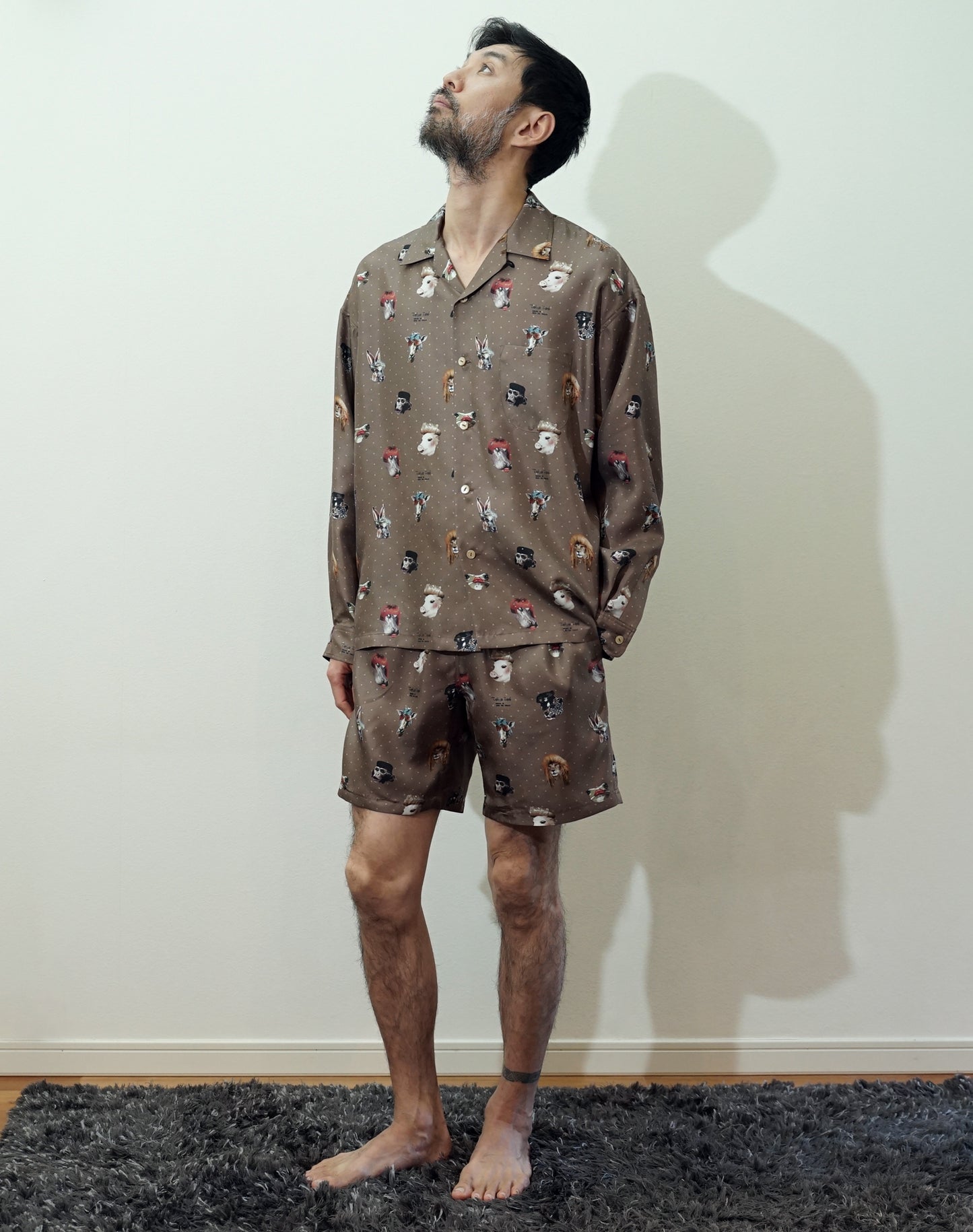OTT21-07 TOKYO ZOO INKJET PRINT SILK100% L/S SHIRTS