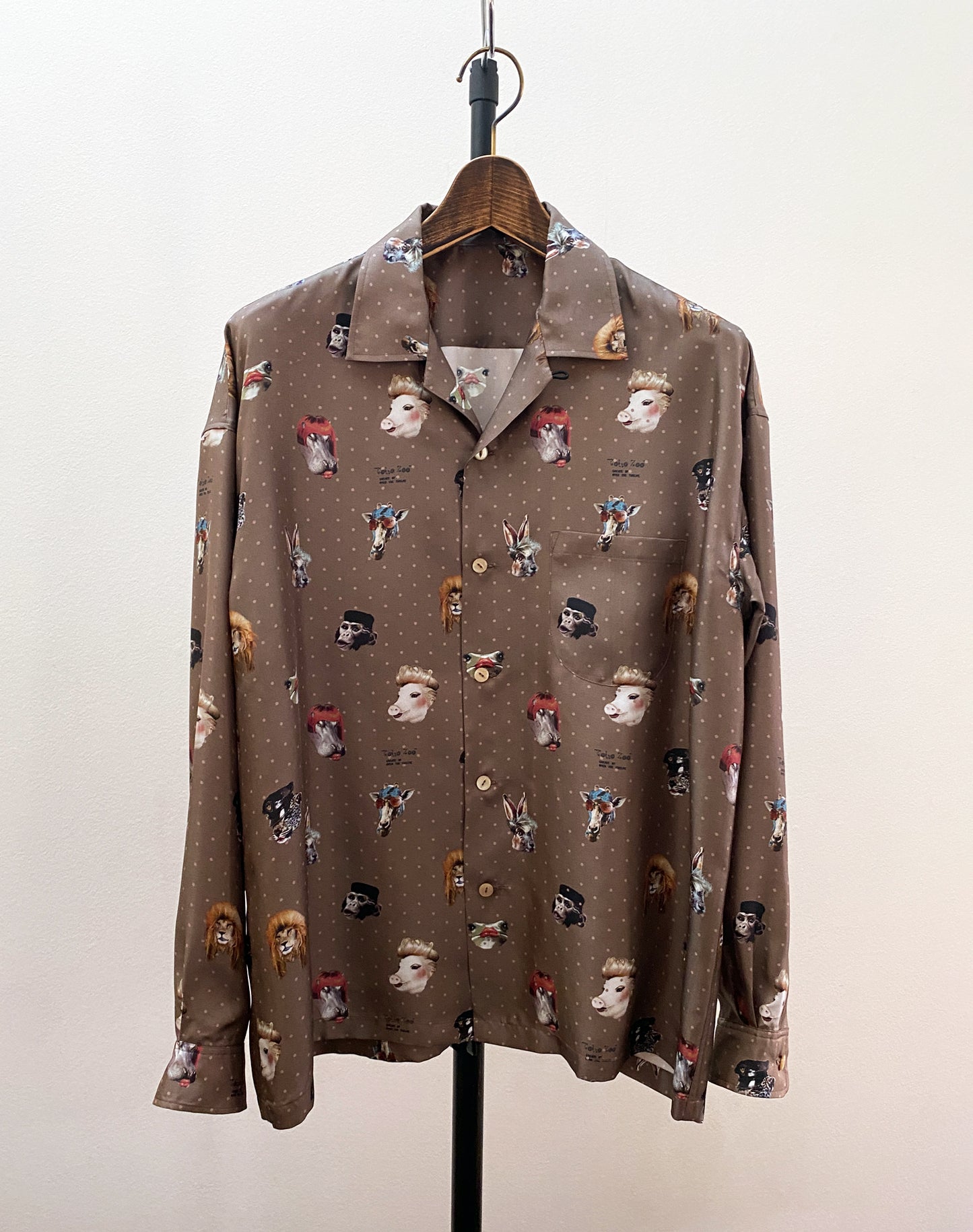 OTT21-07 TOKYO ZOO INKJET PRINT SILK100% L/S SHIRTS