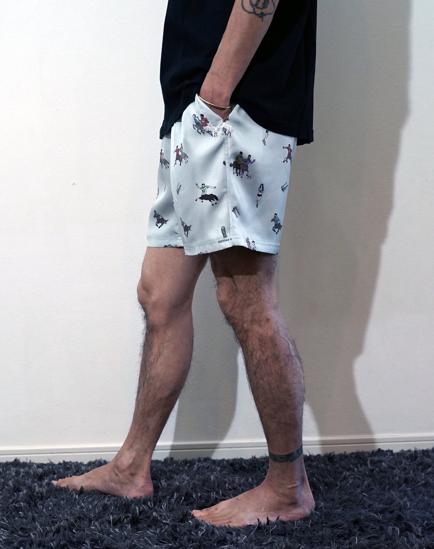 OTT21-14 CENTAUR CUP  INKJET PRINT SILK100% SHORTS (SILVERGREY)