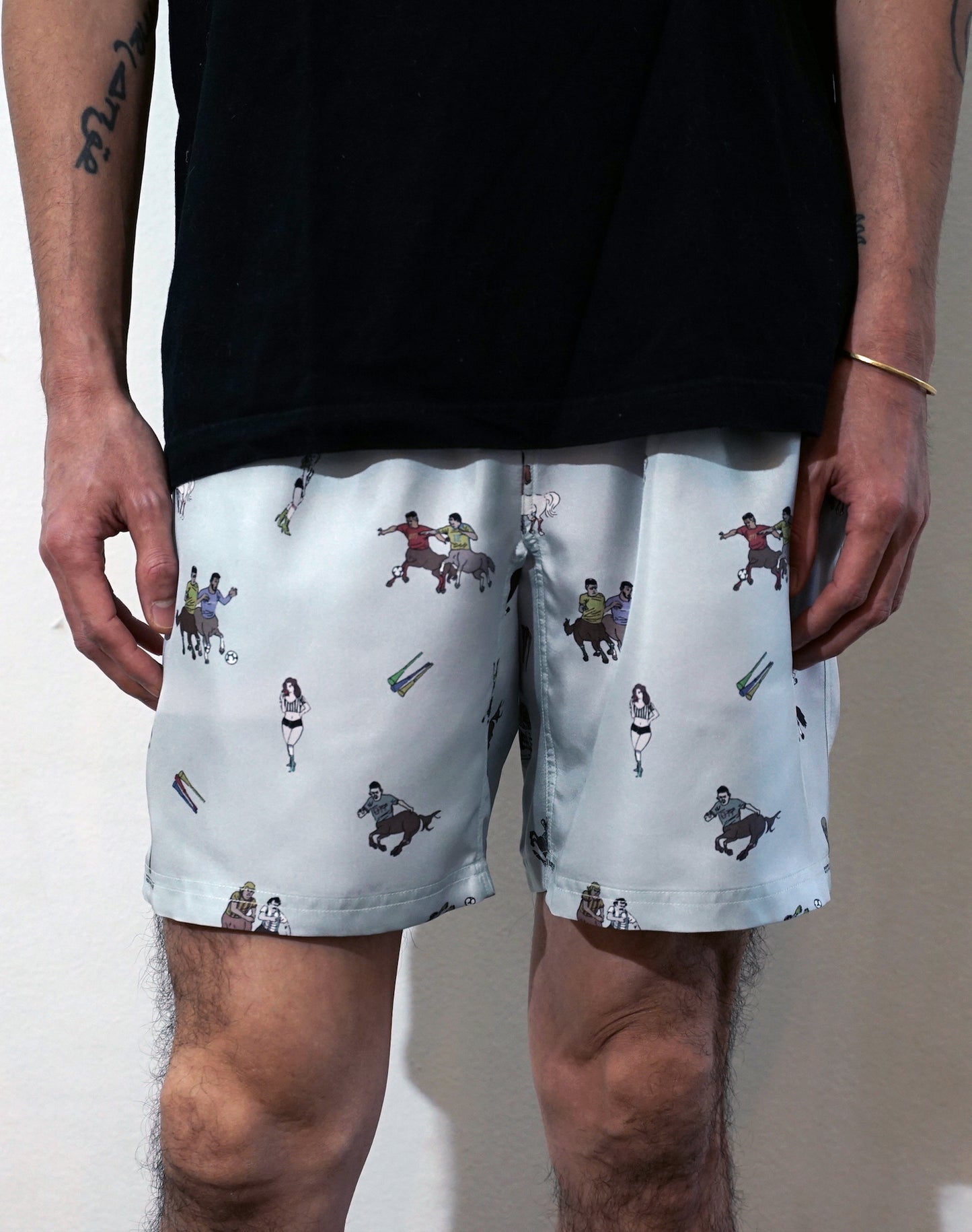 OTT21-14 CENTAUR CUP  INKJET PRINT SILK100% SHORTS (SILVERGREY)