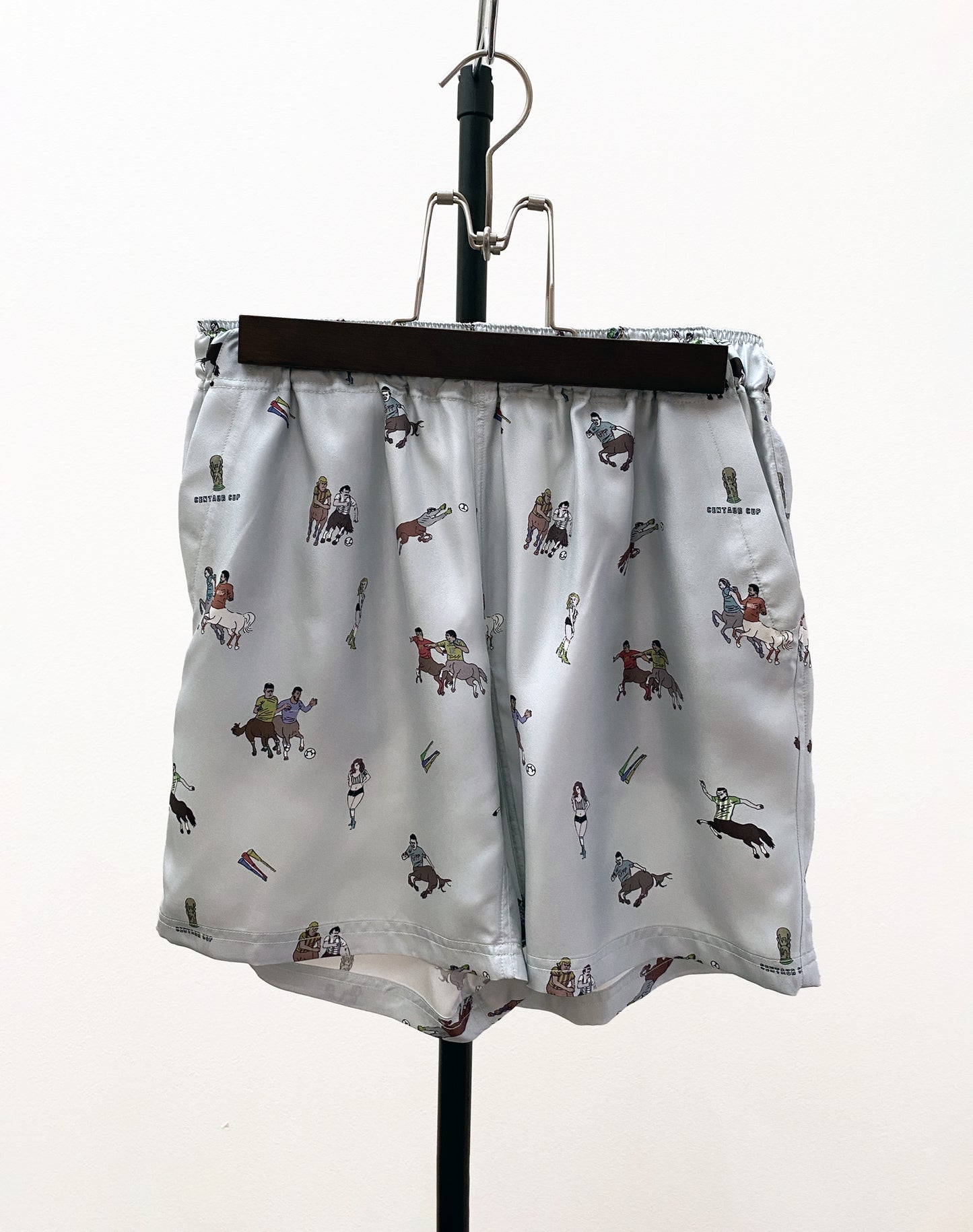 OTT21-14 CENTAUR CUP  INKJET PRINT SILK100% SHORTS (SILVERGREY)