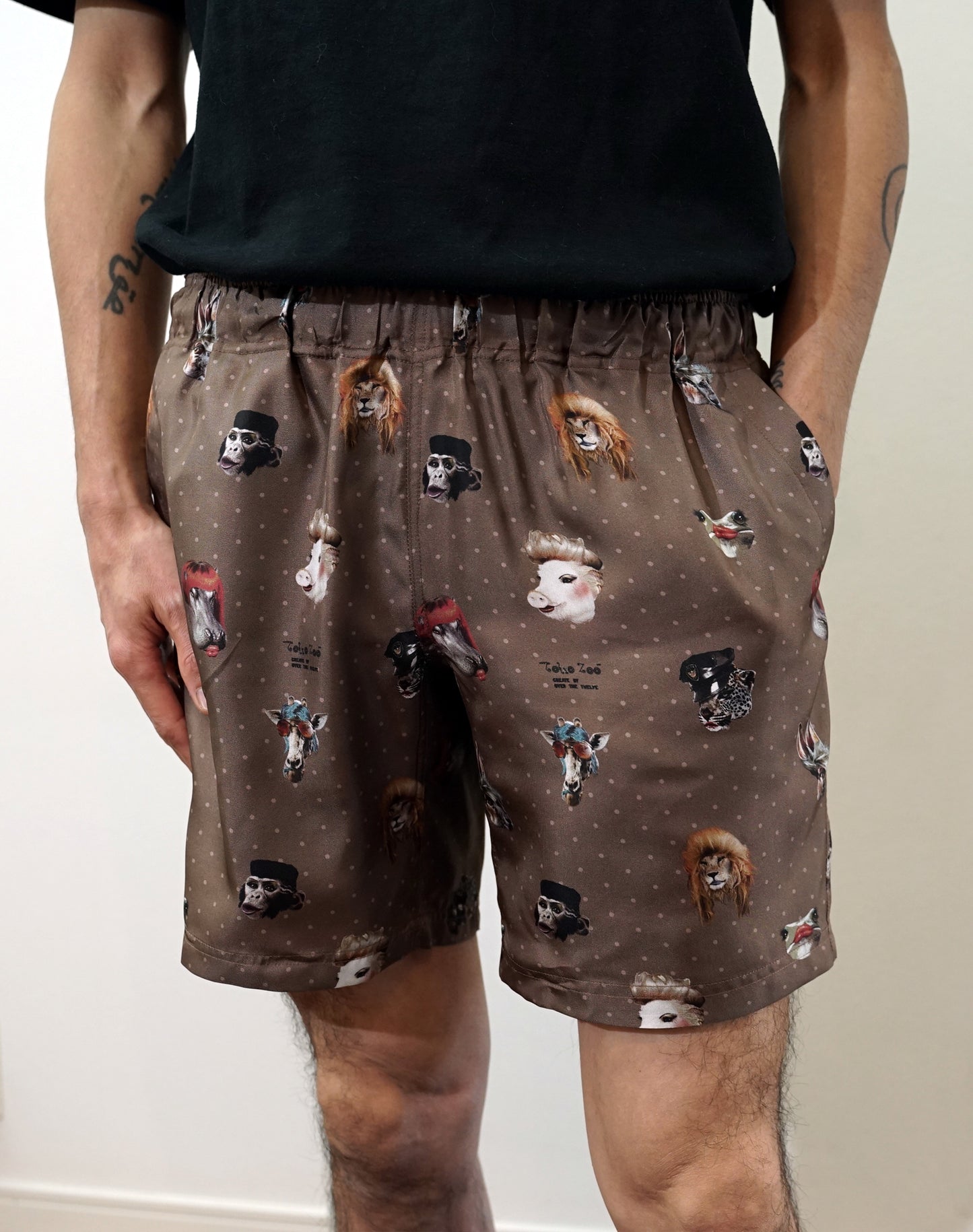 OTT21-17 TOKYO ZOO INKJET PRINT SILK100% SHORTS