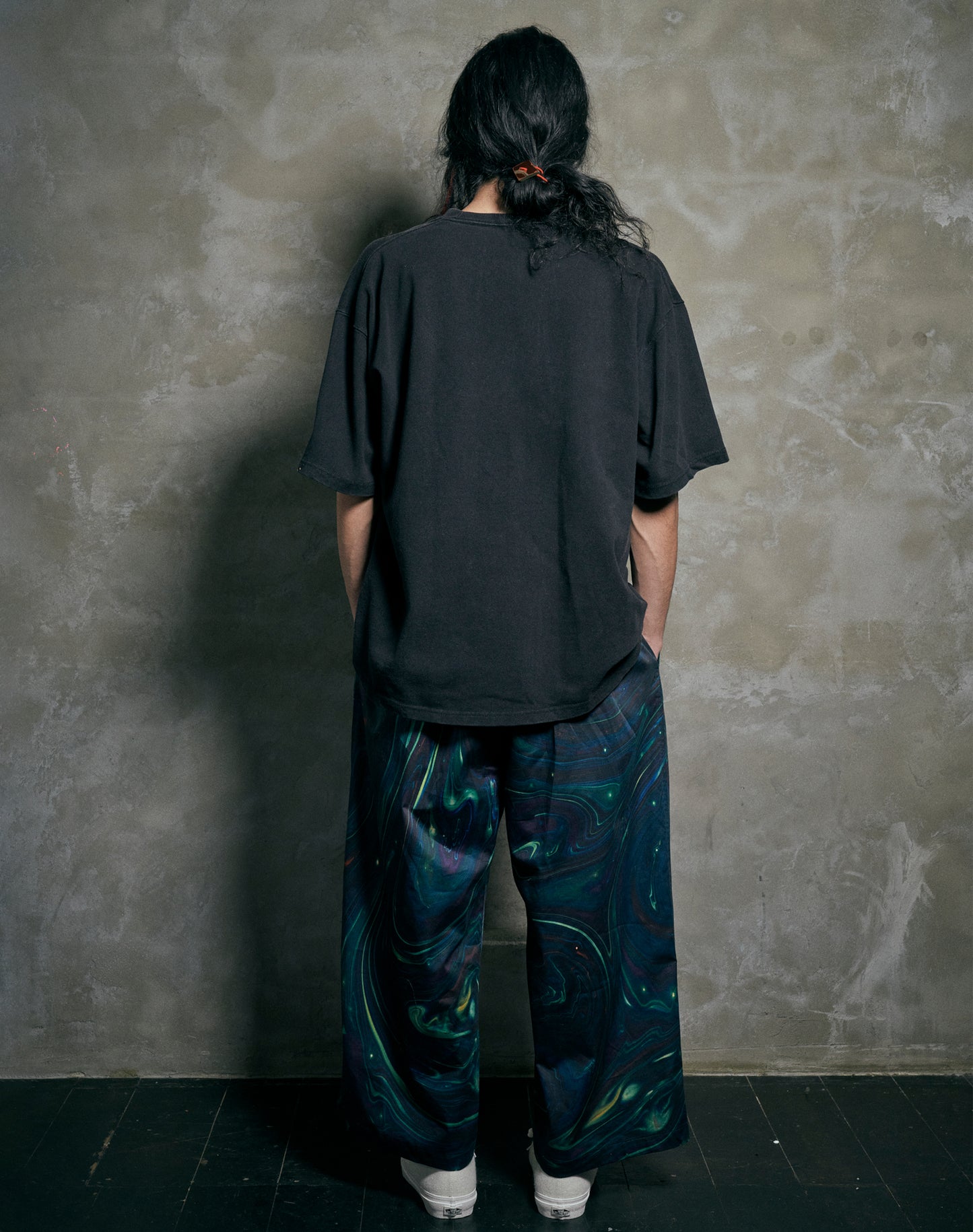 OTT24-02 ATSUSHI HARATA MARBLING Inkjet PRINT WIDE PANTS